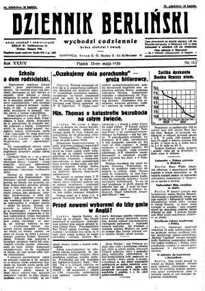 Dziennik Berliński vom 23.05.1930