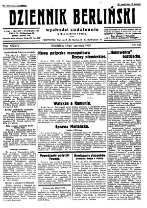 Dziennik Berliński vom 15.06.1930