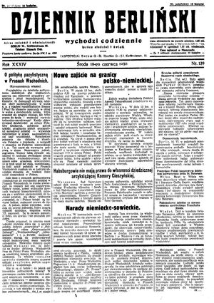 Dziennik Berliński vom 18.06.1930