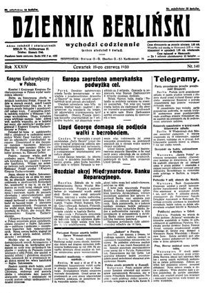 Dziennik Berliński vom 19.06.1930