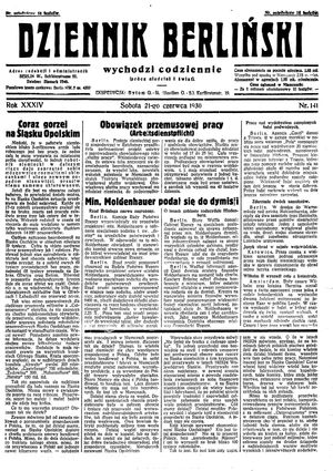 Dziennik Berliński vom 21.06.1930