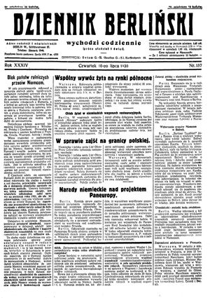 Dziennik Berliński on Jul 10, 1930