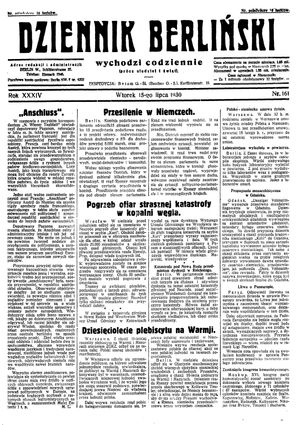 Dziennik Berliński vom 15.07.1930