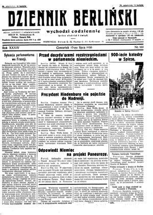 Dziennik Berliński vom 17.07.1930