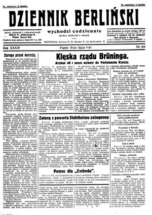 Dziennik Berliński on Jul 18, 1930