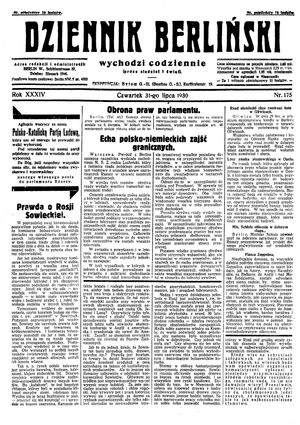 Dziennik Berliński on Jul 31, 1930