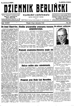Dziennik Berliński vom 15.08.1930