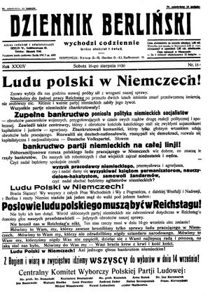 Dziennik Berliński vom 16.08.1930