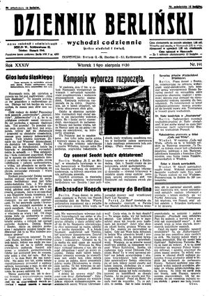 Dziennik Berliński vom 19.08.1930