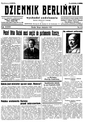 Dziennik Berliński vom 20.08.1930