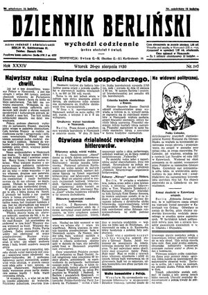 Dziennik Berliński vom 26.08.1930