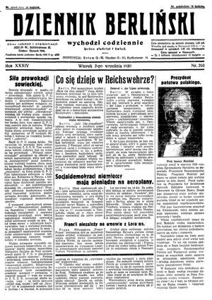 Dziennik Berliński vom 02.09.1930