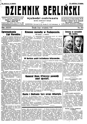 Dziennik Berliński vom 03.09.1930