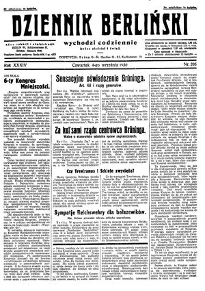 Dziennik Berliński vom 04.09.1930