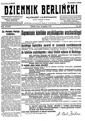Dziennik Berliński vom 06.09.1930