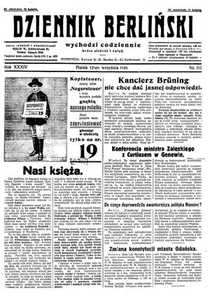 Dziennik Berliński on Sep 12, 1930