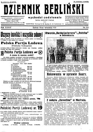 Dziennik Berliński on Sep 13, 1930