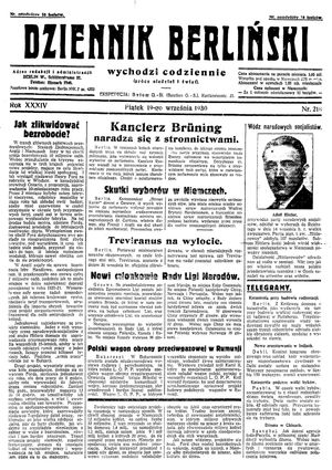 Dziennik Berliński vom 19.09.1930