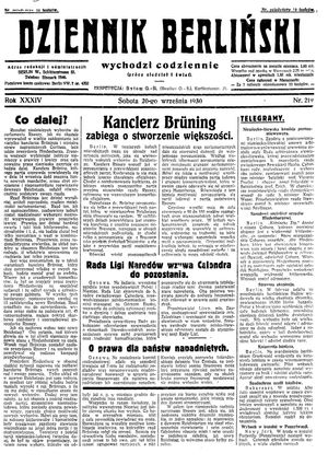 Dziennik Berliński on Sep 20, 1930