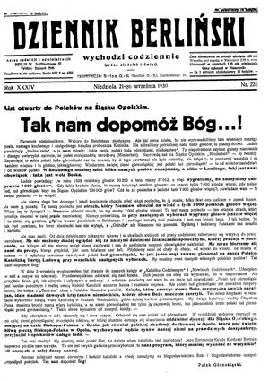 Dziennik Berliński vom 21.09.1930