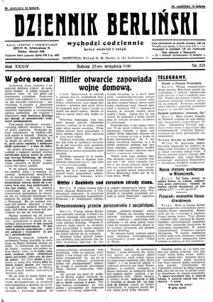 Dziennik Berliński vom 27.09.1930
