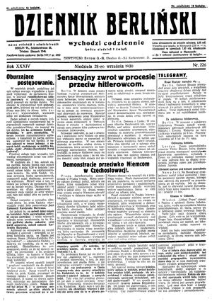 Dziennik Berliński on Sep 28, 1930
