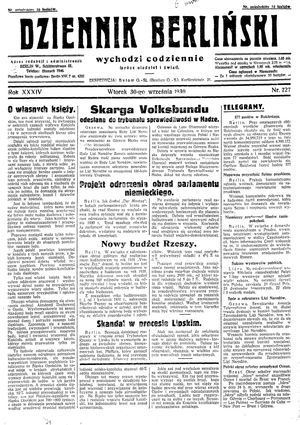 Dziennik Berliński vom 30.09.1930