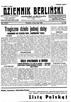 Dziennik Berliński vom 24.07.1932