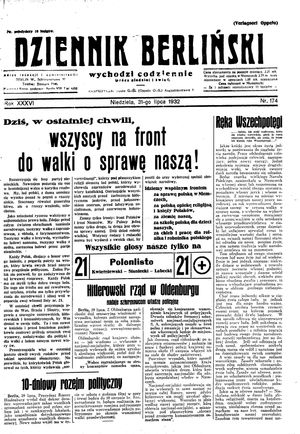 Dziennik Berliński on Jul 31, 1932