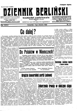 Dziennik Berliński vom 04.08.1932
