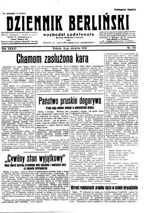 Dziennik Berliński on Aug 6, 1932