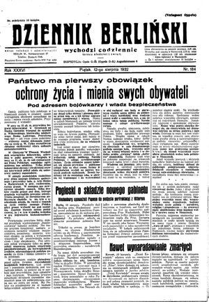 Dziennik Berliński vom 12.08.1932