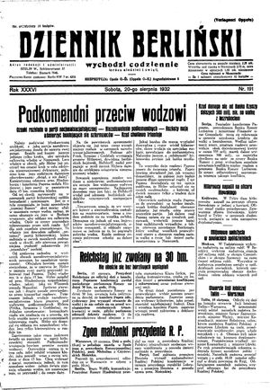 Dziennik Berliński vom 20.08.1932