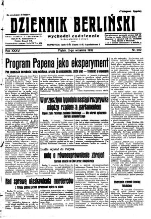 Dziennik Berliński vom 02.09.1932