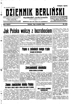 Dziennik Berliński vom 03.09.1932