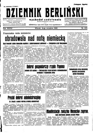 Dziennik Berliński vom 06.09.1932