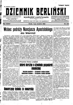Dziennik Berliński vom 07.09.1932