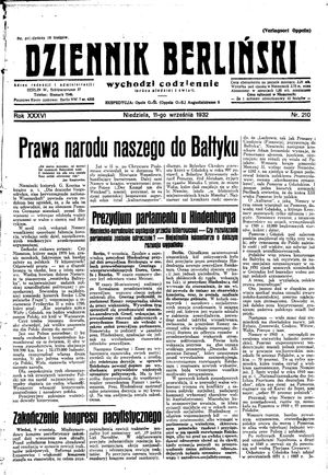 Dziennik Berliński vom 11.09.1932