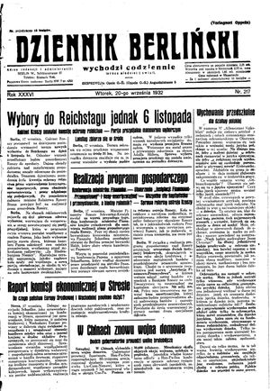 Dziennik Berliński vom 20.09.1932