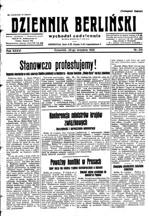 Dziennik Berliński vom 22.09.1932