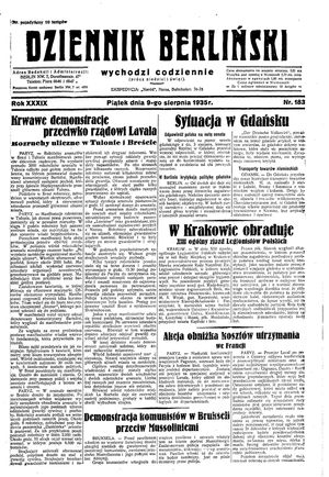 Dziennik Berliński vom 09.08.1935