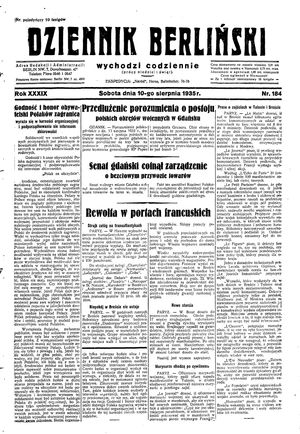 Dziennik Berliński vom 10.08.1935