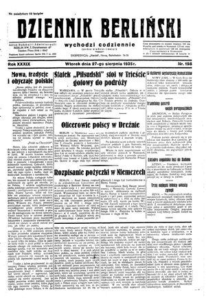 Dziennik Berliński vom 27.08.1935