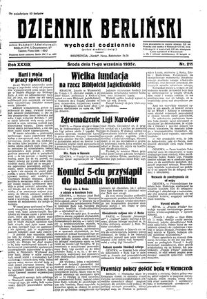 Dziennik Berliński on Sep 11, 1935