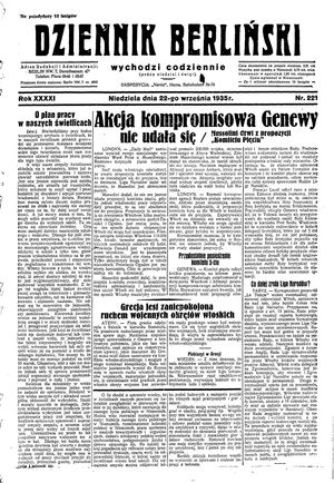 Dziennik Berliński vom 22.09.1935