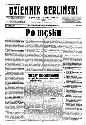 Dziennik Berliński vom 29.09.1935