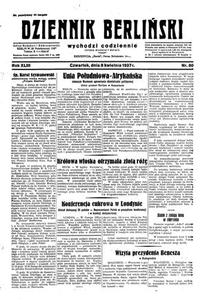 Dziennik Berliński vom 08.04.1937