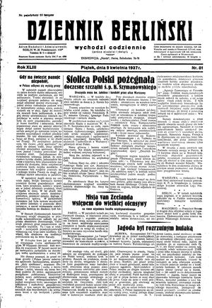 Dziennik Berliński vom 09.04.1937