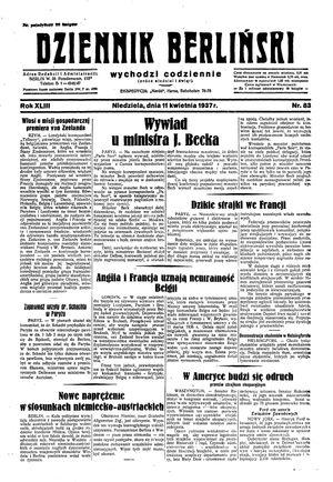 Dziennik Berliński on Apr 11, 1937