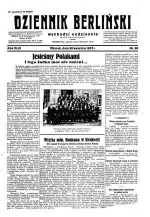 Dziennik Berliński vom 20.04.1937